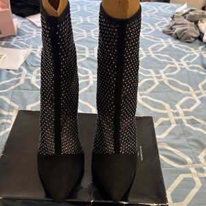 Rouge Helium Black Studded Heeled Boots